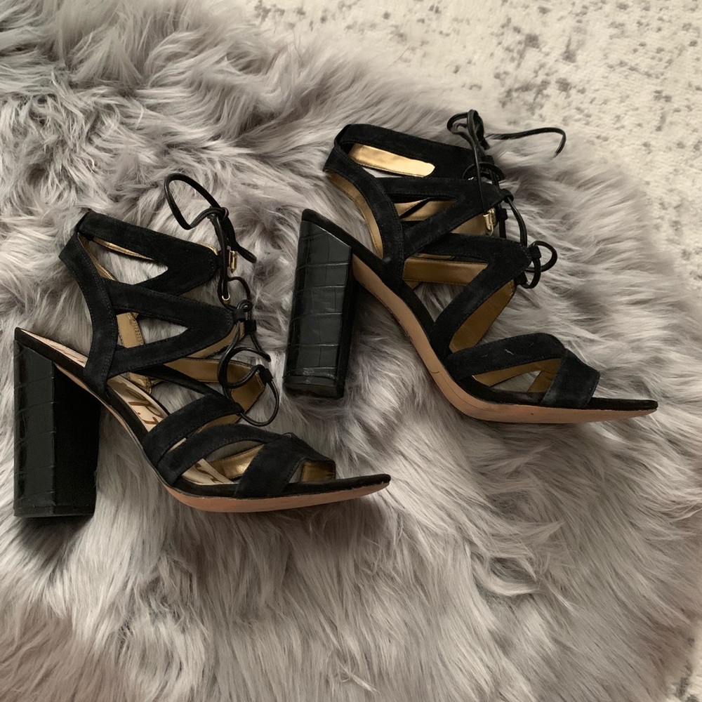 Sam Edelman Black Suede Chunky Heel Size 10
